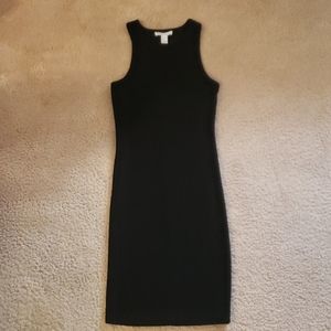 Ribbed Knit Crew Neck Bodycon Midi Dress